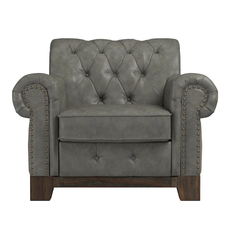 Poltrona Chesterfield Greenwich "Tufted Scroll Arm Nailhead" di iNSPIRE Q Artisan