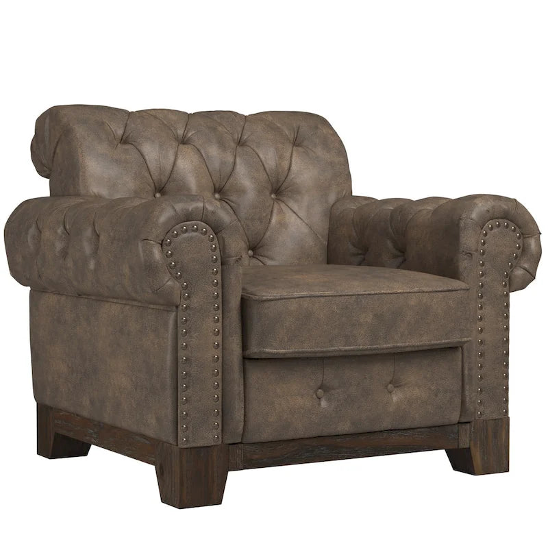 Poltrona Chesterfield Greenwich "Tufted Scroll Arm Nailhead" di iNSPIRE Q Artisan