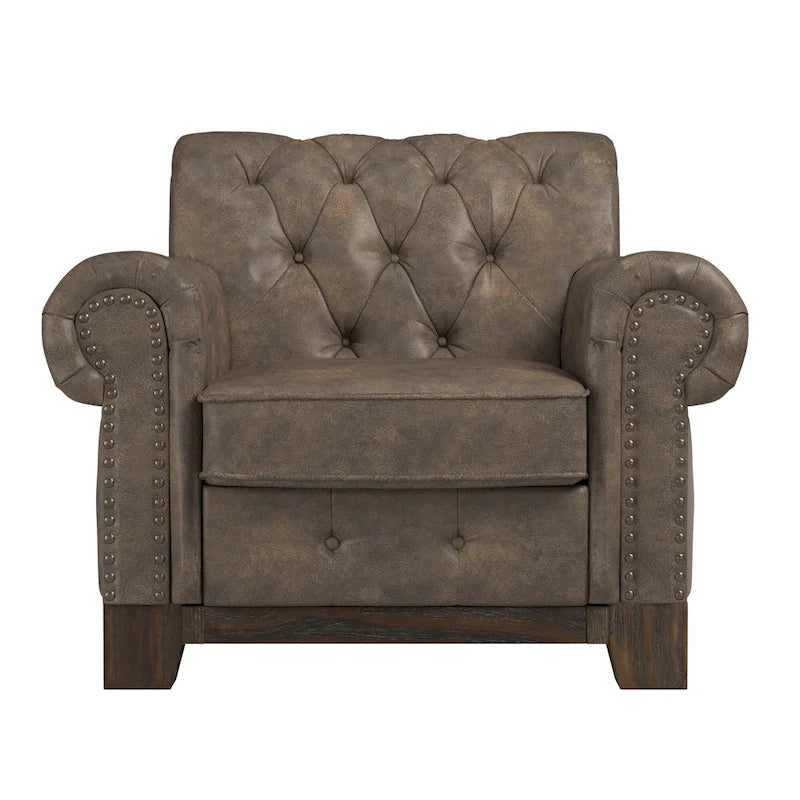 Poltrona Chesterfield Greenwich "Tufted Scroll Arm Nailhead" di iNSPIRE Q Artisan