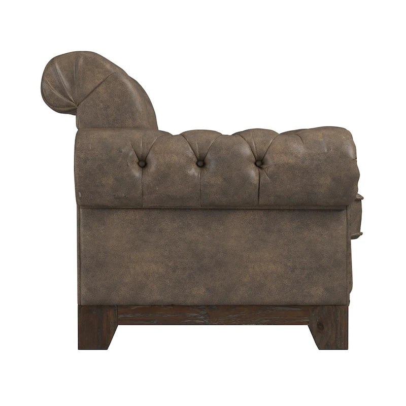 Poltrona Chesterfield Greenwich "Tufted Scroll Arm Nailhead" di iNSPIRE Q Artisan