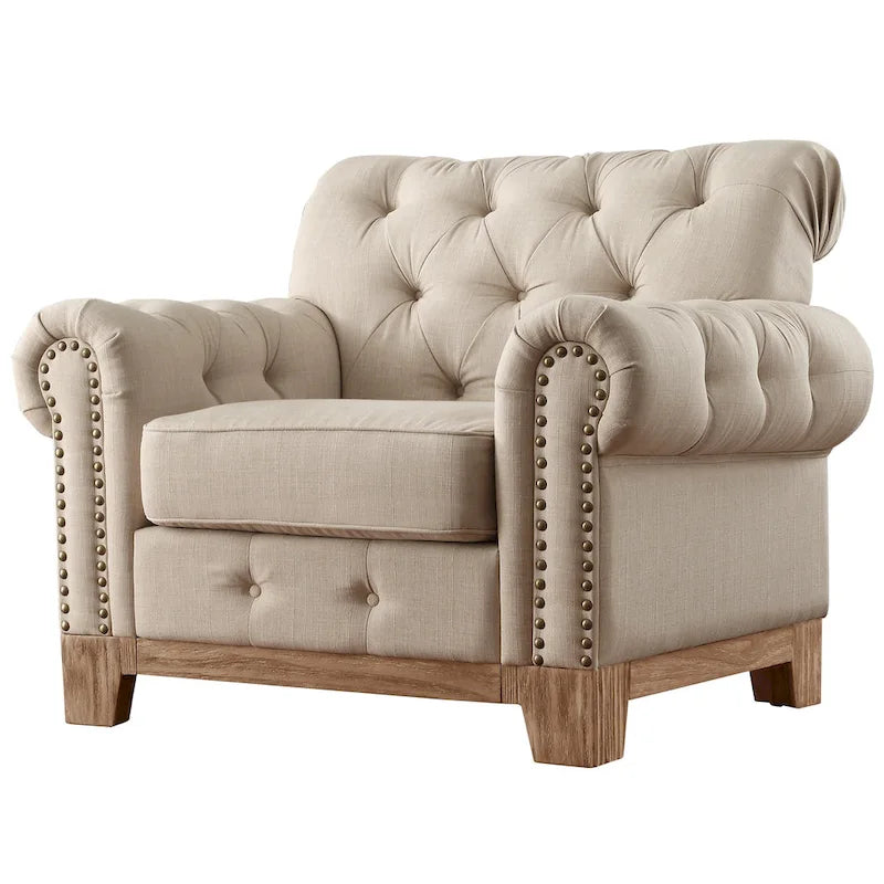 Poltrona Chesterfield Greenwich "Tufted Scroll Arm Nailhead" di iNSPIRE Q Artisan