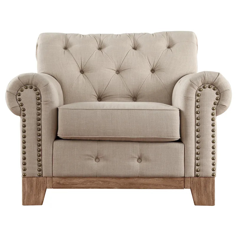 Poltrona Chesterfield Greenwich "Tufted Scroll Arm Nailhead" di iNSPIRE Q Artisan