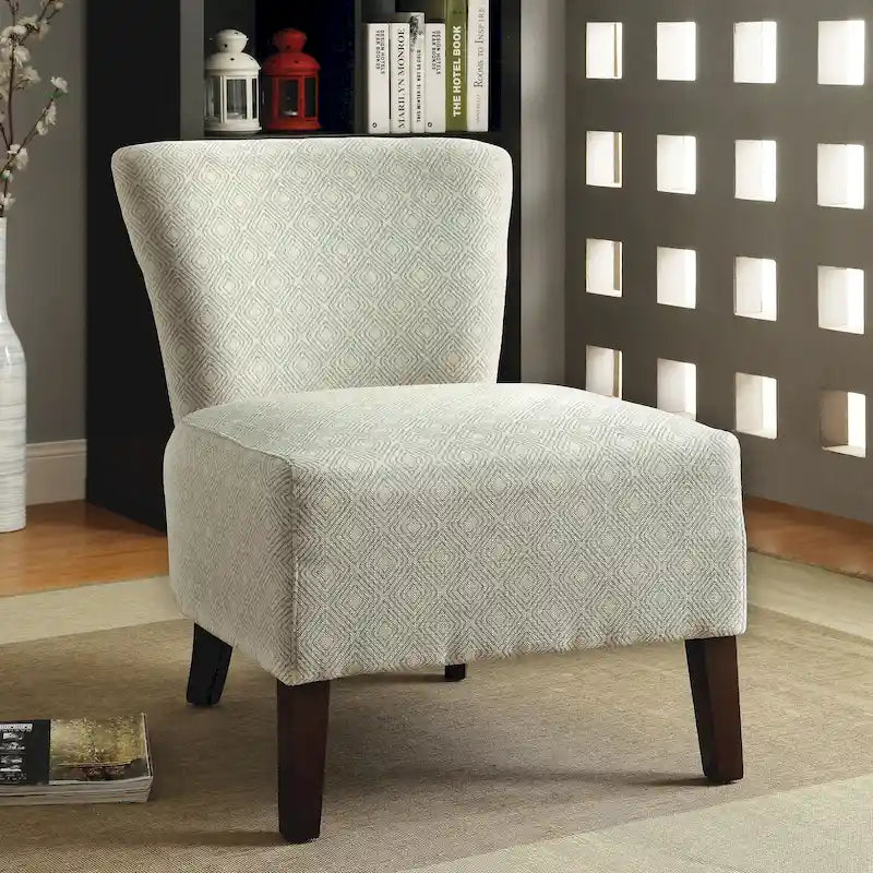 Poltrona decorativa Lele contemporanea in tessuto imbottito con motivo Ikat di Furniture of America