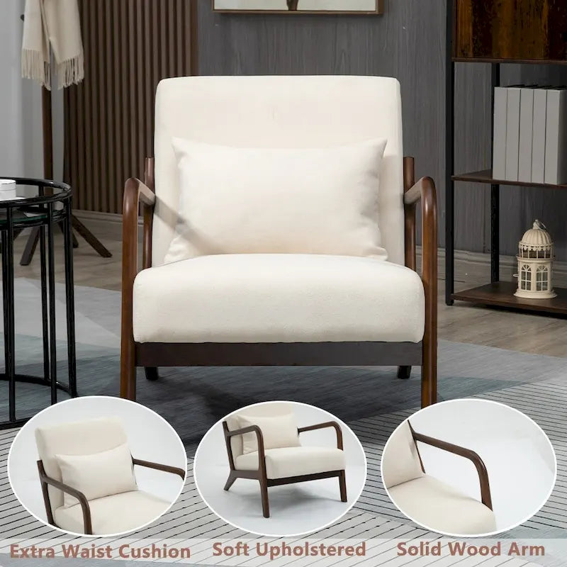 Poltrona Mid-Century in Velluto con Cuscino Lombare