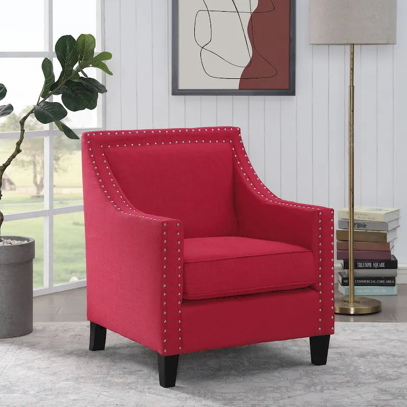 Poltrona d'accento Erica con borchie decorative cromate