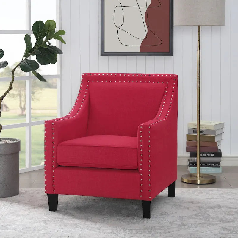Poltrona d'accento Erica con borchie decorative cromate
