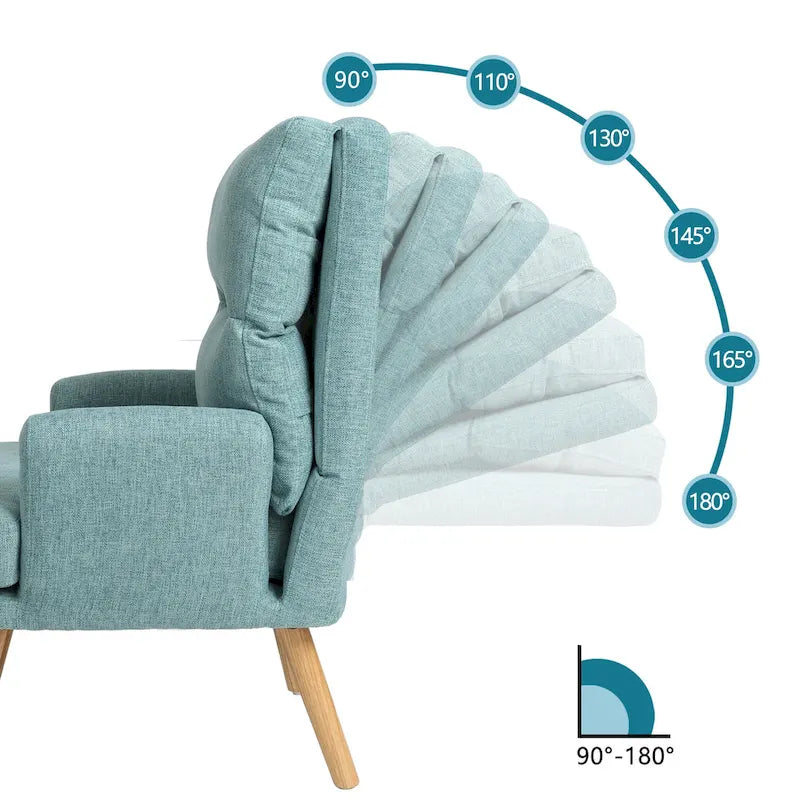 Set di poltrona d'accento in tessuto con braccioli e pouf