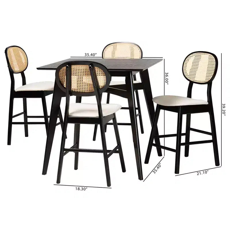 Set da pub Darrion in legno di 5 pezzi in stile moderno di metà secolo Baxton Studio