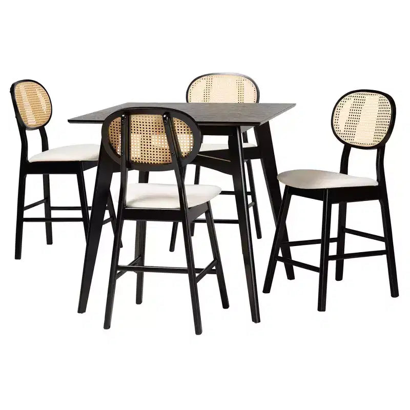 Set da pub Darrion in legno di 5 pezzi in stile moderno di metà secolo Baxton Studio