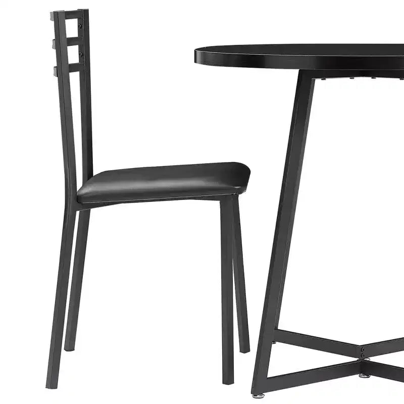 Set da pranzo a 3 pezzi VECELO, tavolo accentato e sedie moderni con piano rotondo in legno, altezza 76 cm, per stanza e piccoli spazi