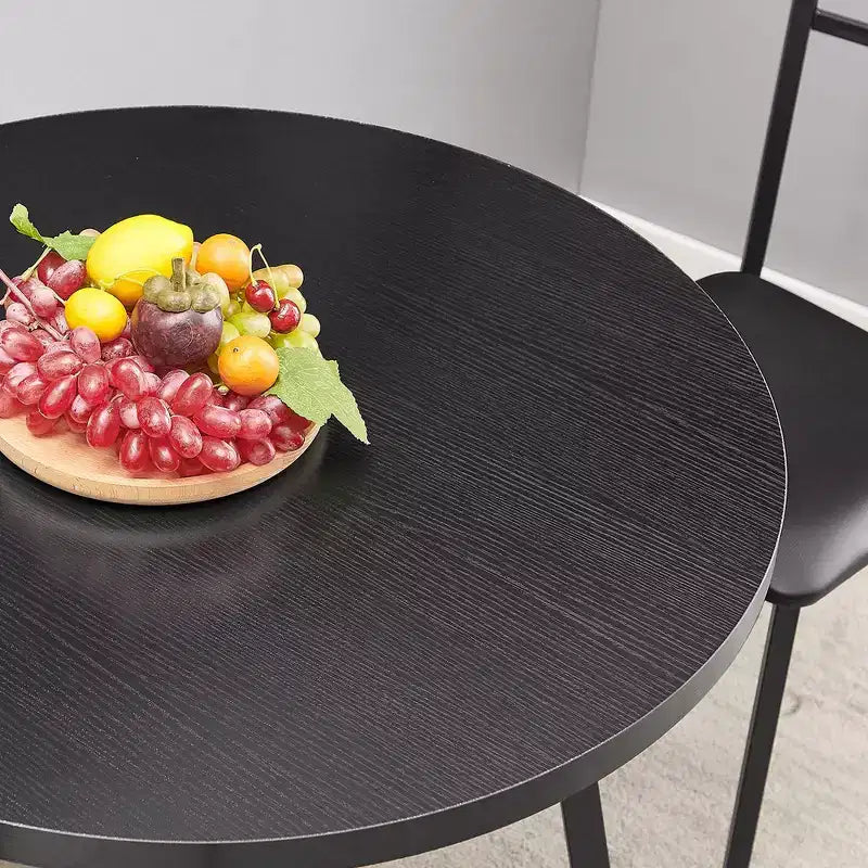 Set da pranzo a 3 pezzi VECELO, tavolo accentato e sedie moderni con piano rotondo in legno, altezza 76 cm, per stanza e piccoli spazi