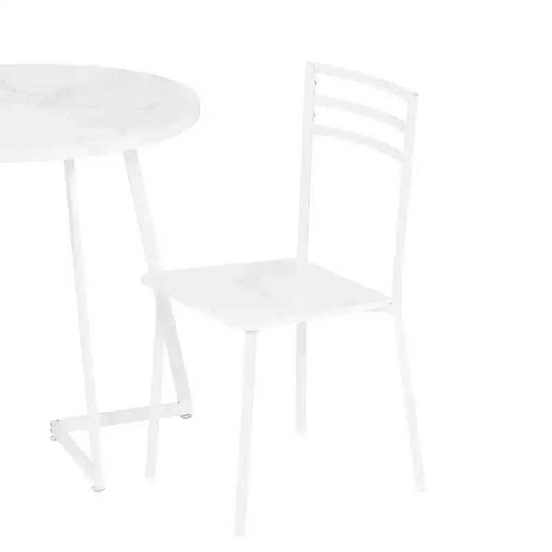 Set da pranzo a 3 pezzi VECELO, tavolo accentato e sedie moderni con piano rotondo in legno, altezza 76 cm, per stanza e piccoli spazi