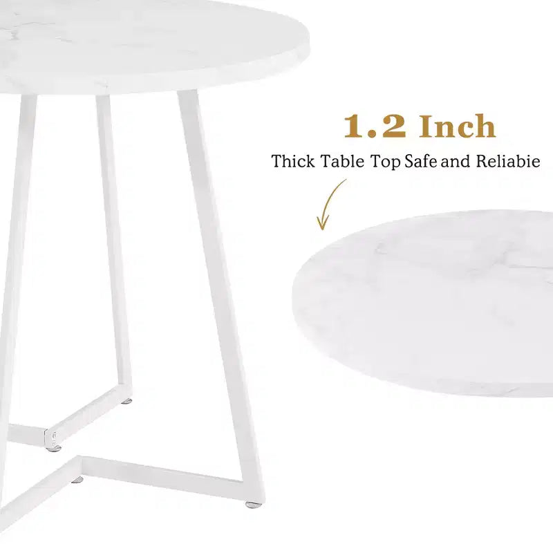 Set da pranzo a 3 pezzi VECELO, tavolo accentato e sedie moderni con piano rotondo in legno, altezza 76 cm, per stanza e piccoli spazi