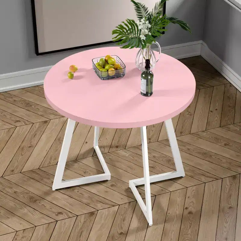 Set da pranzo a 3 pezzi VECELO, tavolo accentato e sedie moderni con piano rotondo in legno, altezza 76 cm, per stanza e piccoli spazi