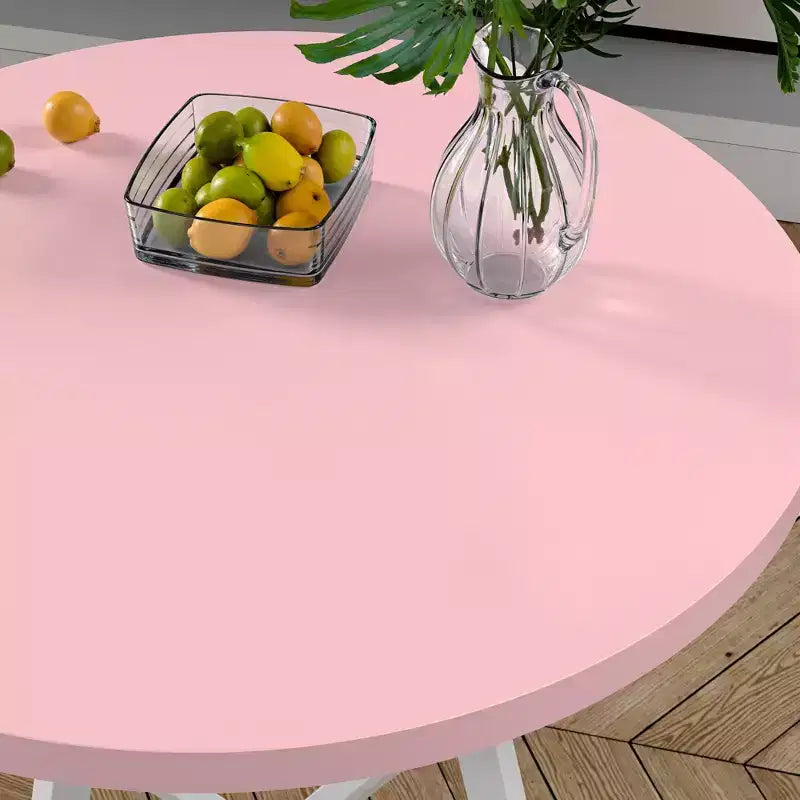 Set da pranzo a 3 pezzi VECELO, tavolo accentato e sedie moderni con piano rotondo in legno, altezza 76 cm, per stanza e piccoli spazi