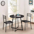 VECELO 3-Piece Dining Table Set, 30 in. H Modern Round Wood Top Accent Table and Chairs for Room and Small Space