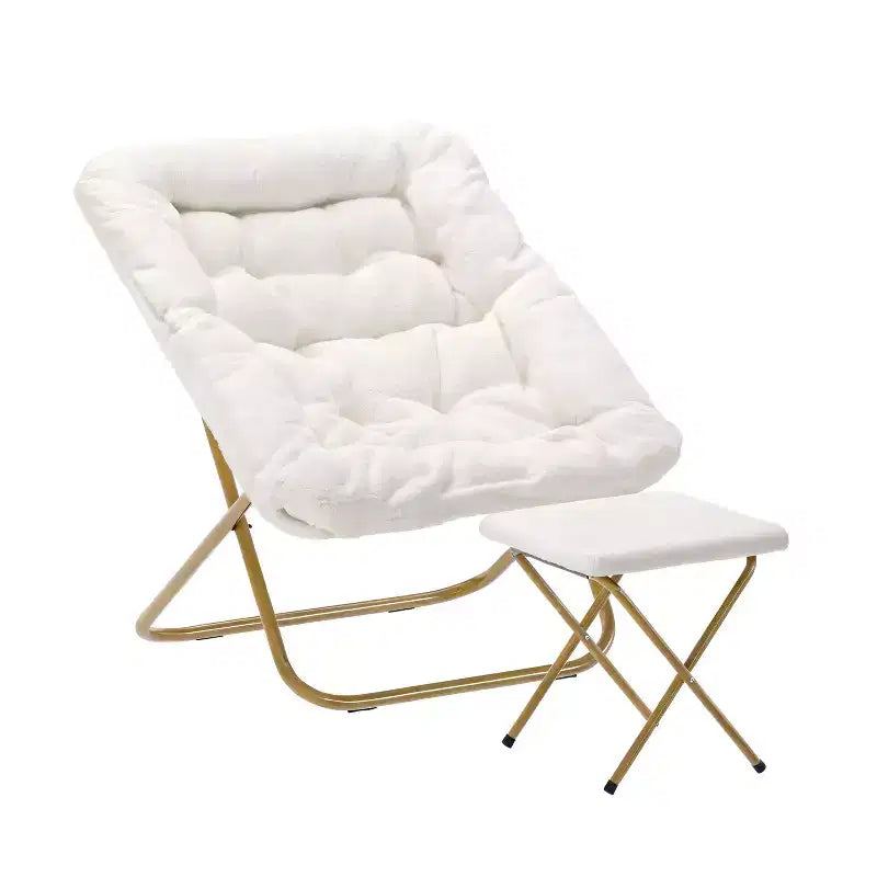 Poltrona a sacco pieghevole e pouf Emma and Oliver Oversized per dormitorio, camera da letto