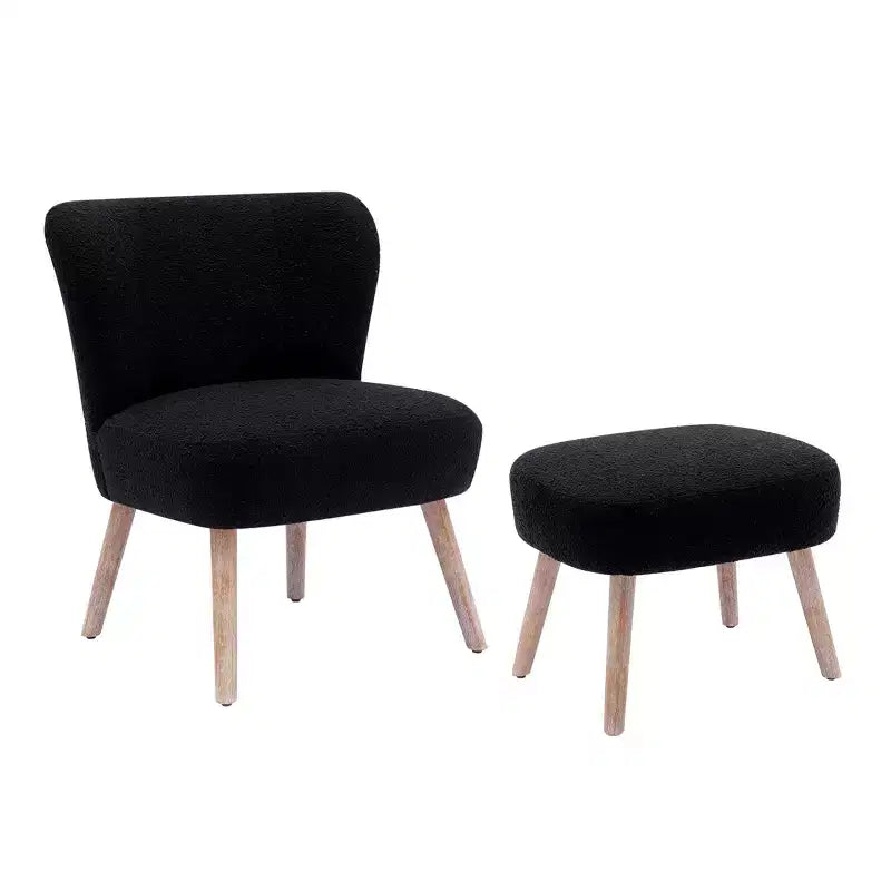 WestinTrends Poltrona a pozzetto in bouclé imbottita larga 64,8 cm con poggiapiedi pouf e sgabello set