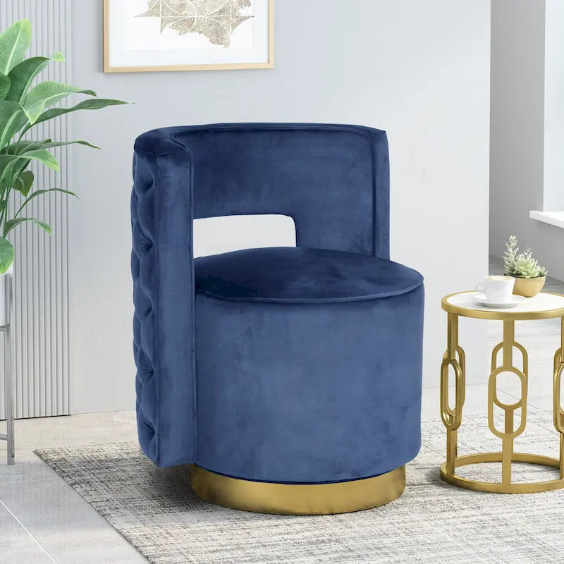 Poltroncina Girevole Moderna ed Elegante Cardan, Schienale Aperto in Velluto di Christopher Knight Home - 26.25 L x 24.25 P x 28.50 H