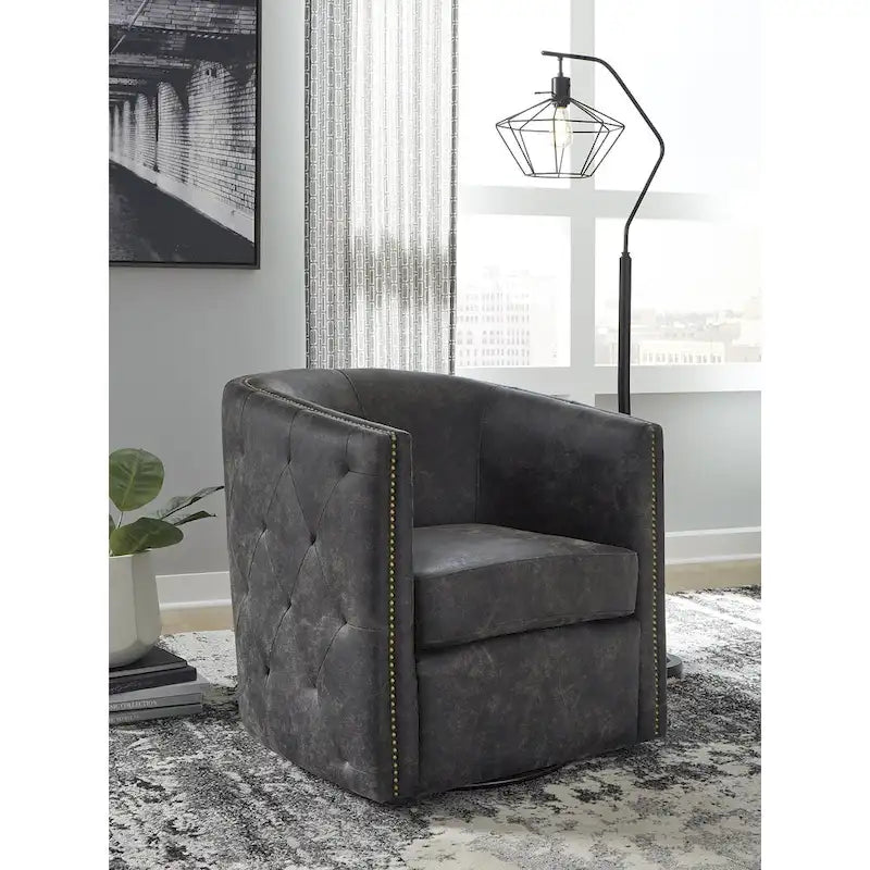 Poltrona girevole Brentlow effetto invecchiato - 73 L x 79 P x 80 A cm