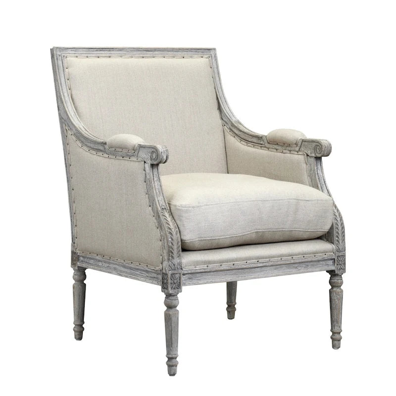 Burnham Home Designs Prentice Collection Off White Wood Arm Chair