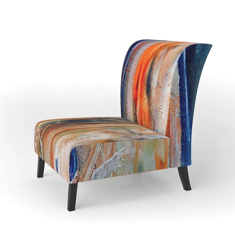 Designart Colorful Abstract Painting Strokes II Sedia e Poltrona Imbottita Moderna
