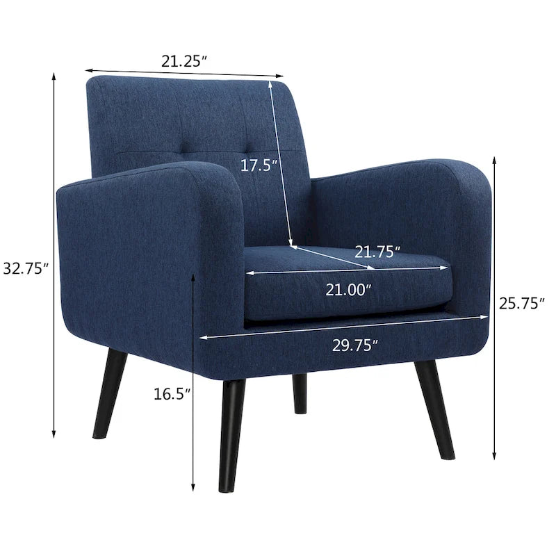 Mid Century Fabric Modern Accent Chair Armchair