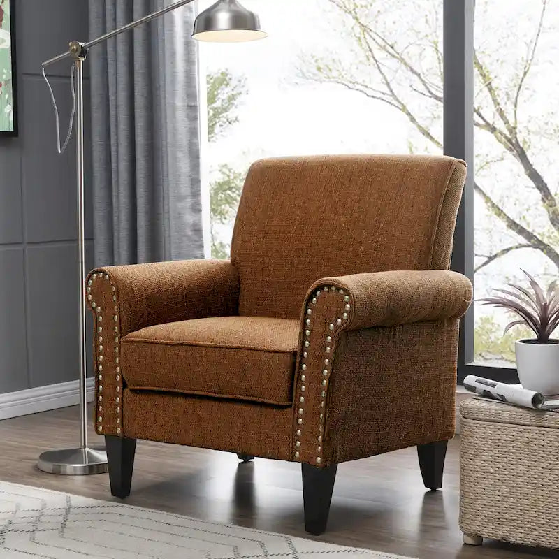 Poltrona Copper Grove Herve con braccioli arrotolati