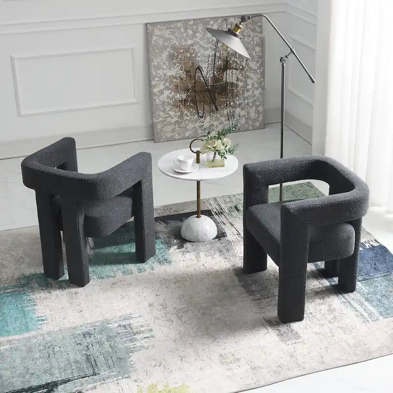 Poltrona KINWELL 24" ampia, imbottita in bouclé (Set da 2)