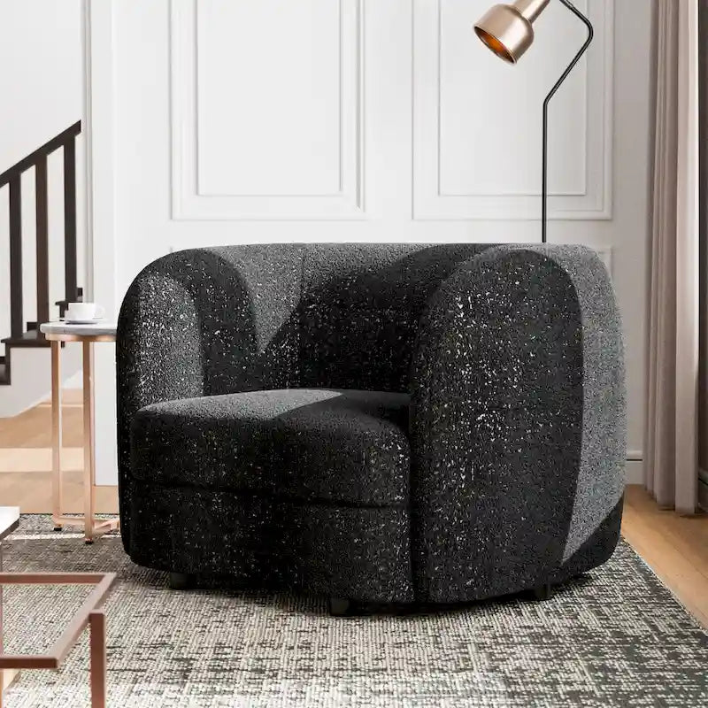 Poltrona accent moderna Ophelia di Furniture of America con braccioli curvi, seduta a rene e gambe rotonde in legno