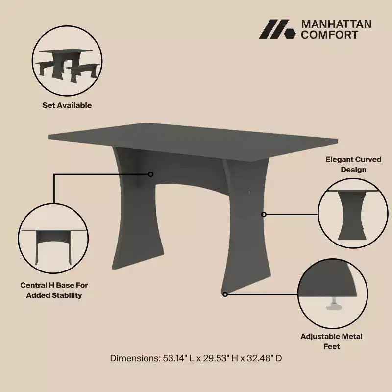 Manhattan Comfort Set da Pranzo Coney 3 Pezzi