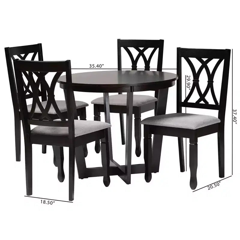 Set da pranzo Baxton Studio Aggie moderno in legno 5 pezzi