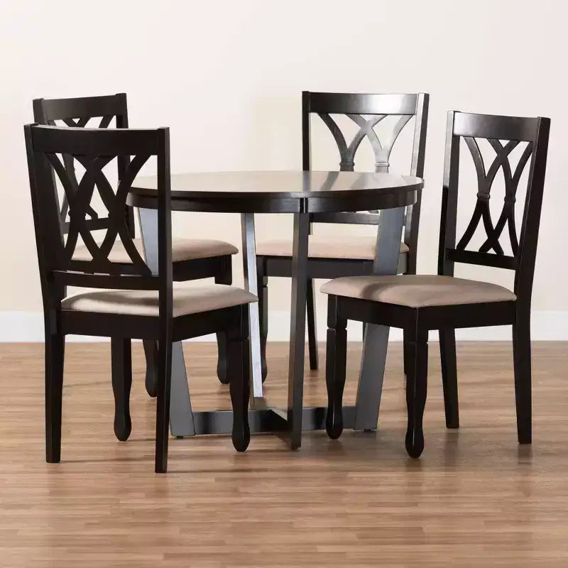 Set da pranzo Baxton Studio Aggie moderno in legno 5 pezzi