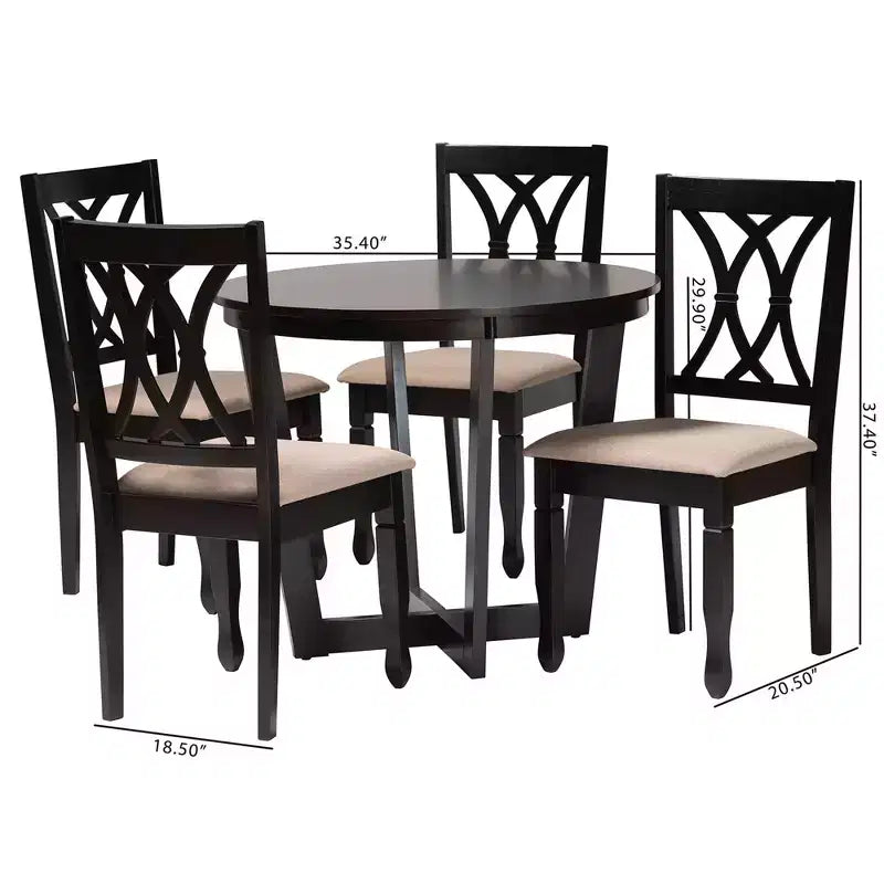 Set da pranzo Baxton Studio Aggie moderno in legno 5 pezzi