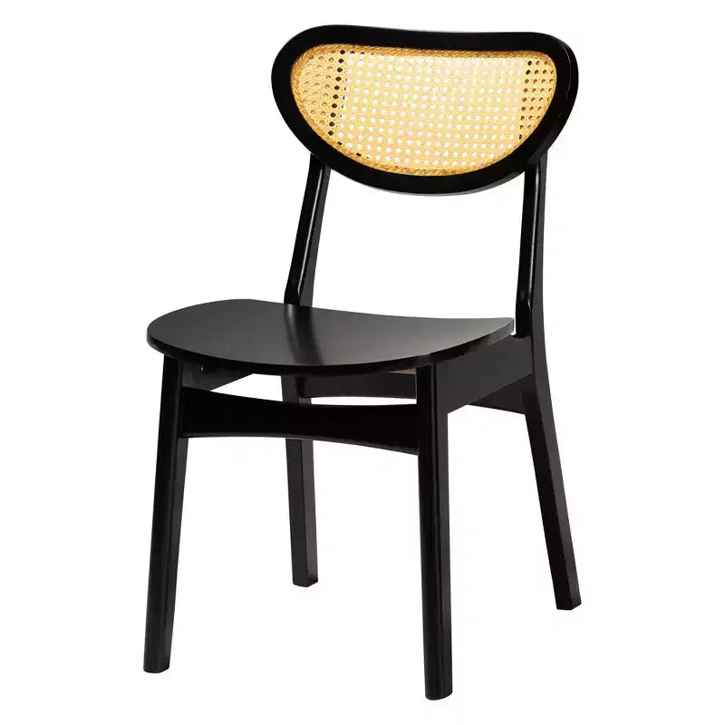 Set da pranzo di 5 pezzi in legno e rattan intrecciato Mid-Century Modern Baxton Studio Jeriah