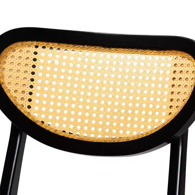 Set da pranzo di 5 pezzi in legno e rattan intrecciato Mid-Century Modern Baxton Studio Jeriah