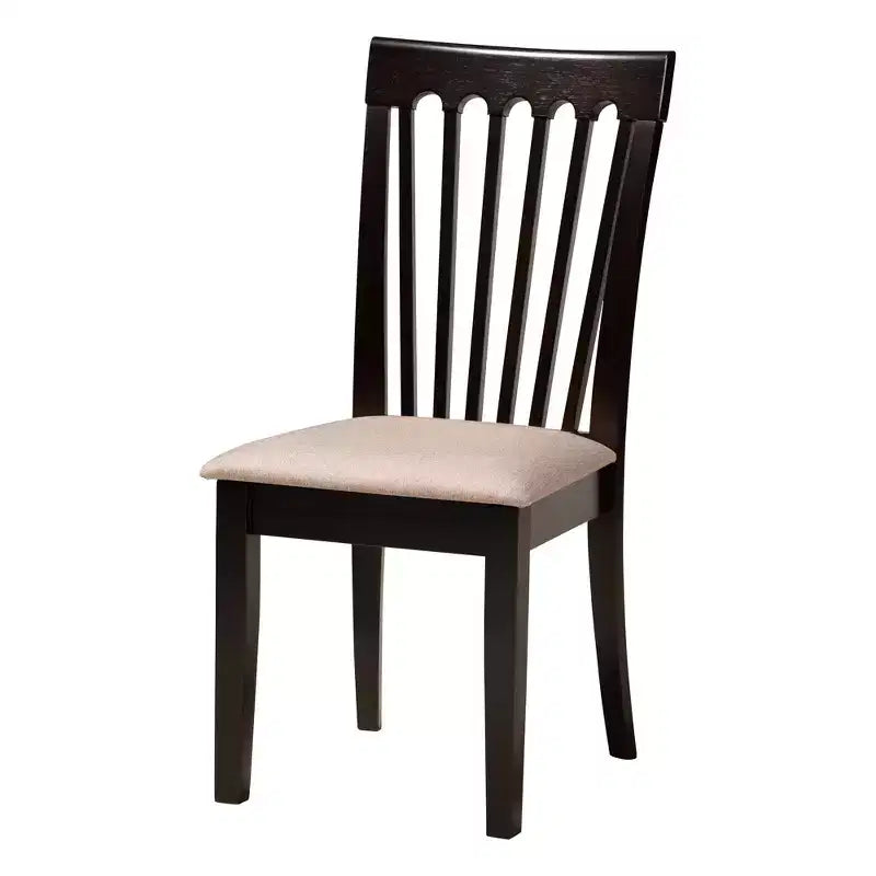 Lore Modern Sand Fabric and Dark Brown Finished Wood 5-Piece Dining Set