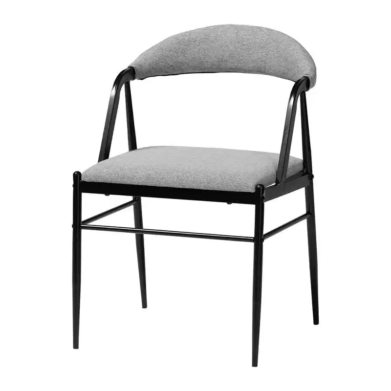 Set da pranzo Baxton Studio Orrin moderno industriale 5 pezzi in tessuto grigio e metallo