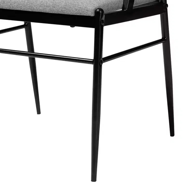 Set da pranzo Baxton Studio Orrin moderno industriale 5 pezzi in tessuto grigio e metallo