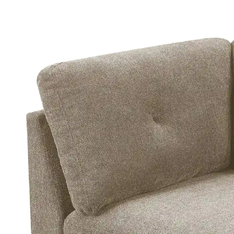 Modulo angolare in tessuto con cuscino dello schienale capitonné, grigio