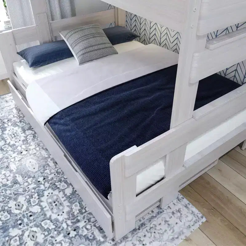 Letto a castello singolo su una piazza e mezza in legno massello stile rustico con letto estraibile
