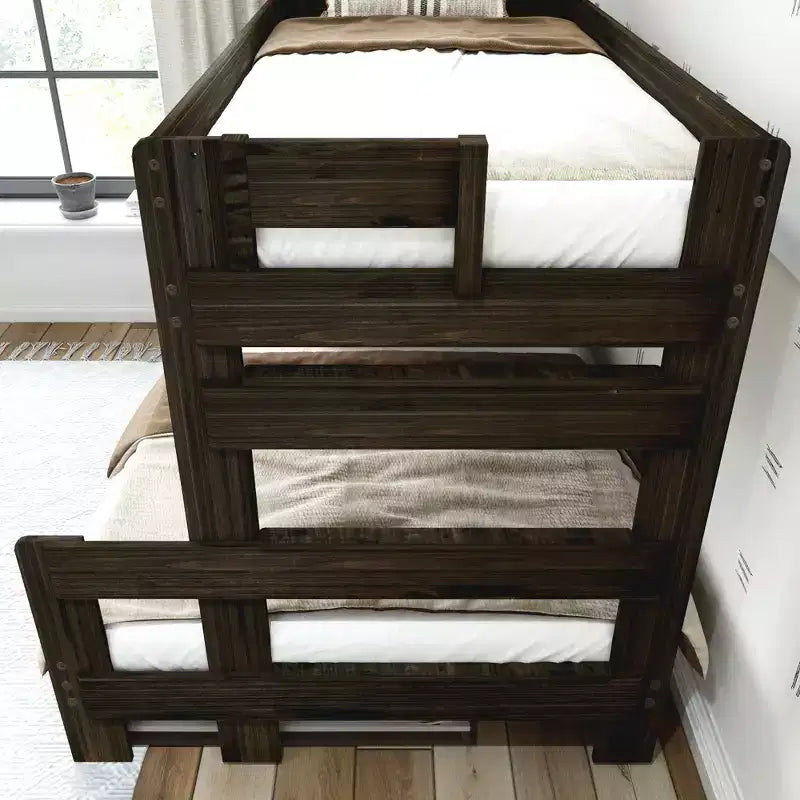 Solid Wood Farmhouse Twin over Full Bunk Bed Bed with Trundle
