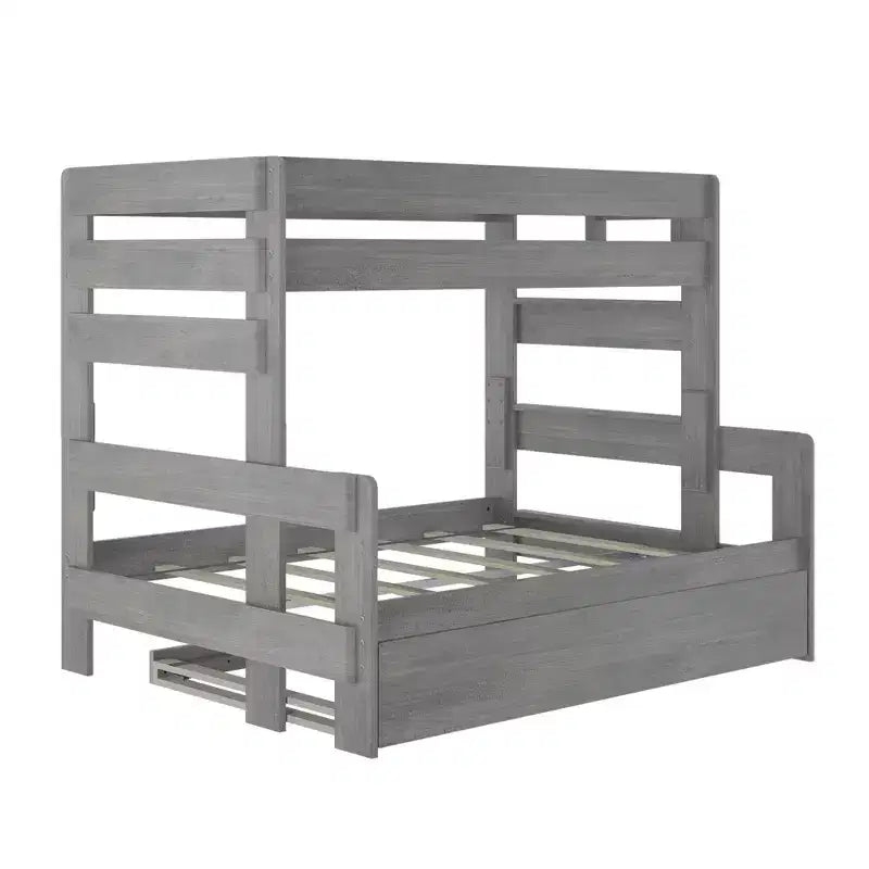Solid Wood Farmhouse Twin over Full Bunk Bed Bed with Trundle