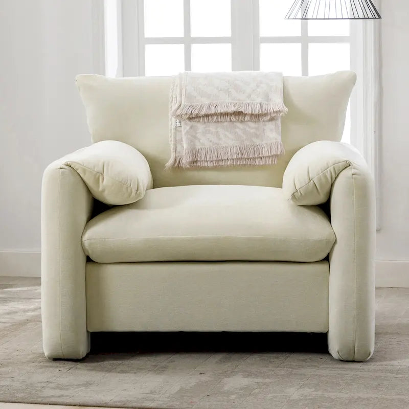 Poltrona Oversize in Ciniglia Stile Moderno da 98 cm