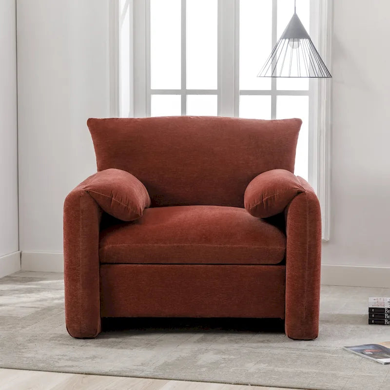 Poltrona Oversize in Ciniglia Stile Moderno da 98 cm