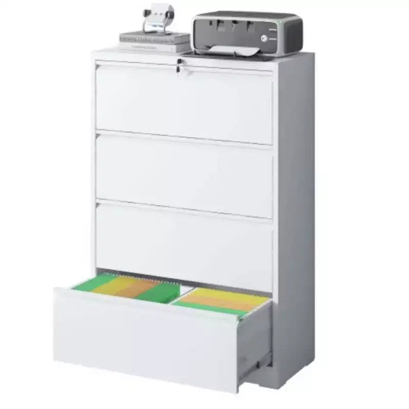 Schedario a 4 cassetti, con serratura, 2 chiavi, spazio di archiviazione silenzioso, armadietto metallico chiudibile a chiave per ufficio domestico, documenti formato Legal, Letter, A4, F4