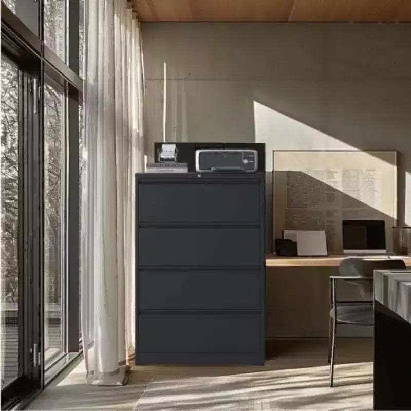 File Cabinet With 4 Drawers, Lock, 2 Keys, Quiet Storage Space Lockable Metal File Cabinet For Home Office, Files Legal, Letter, A4, F4 Size