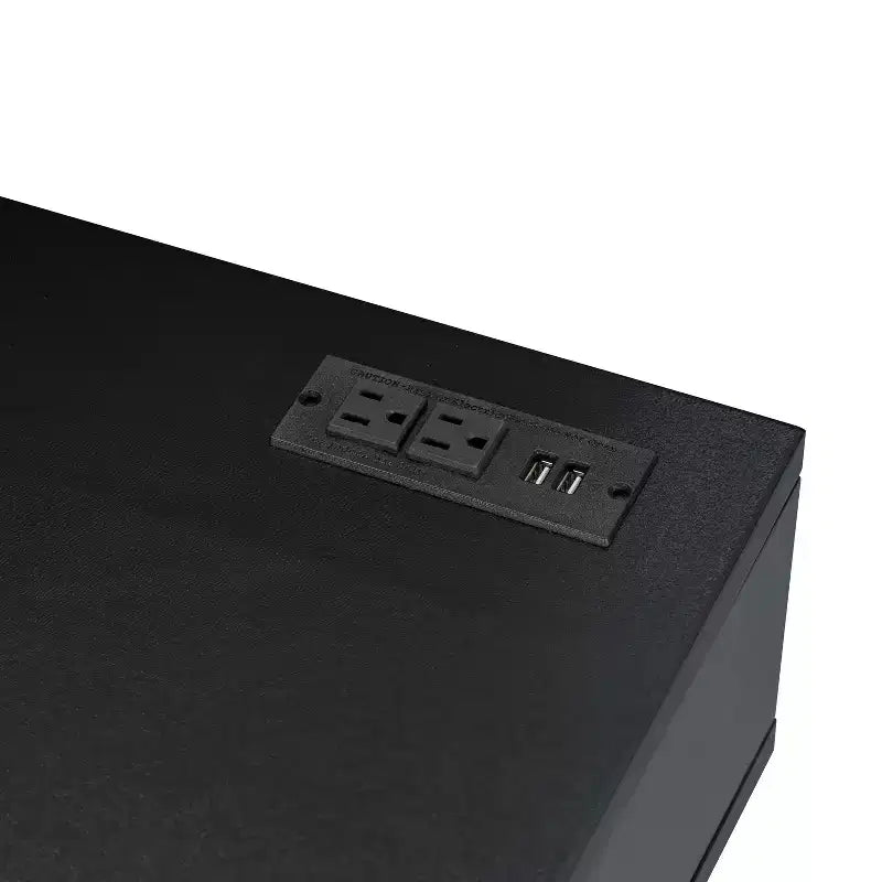 Set toeletta retrò 39W in legno con presa di ricarica e porta USB e sgabello, tavolo da trucco con 3 cassetti e 1 cassetto in rattan 4B - ModernLuxe