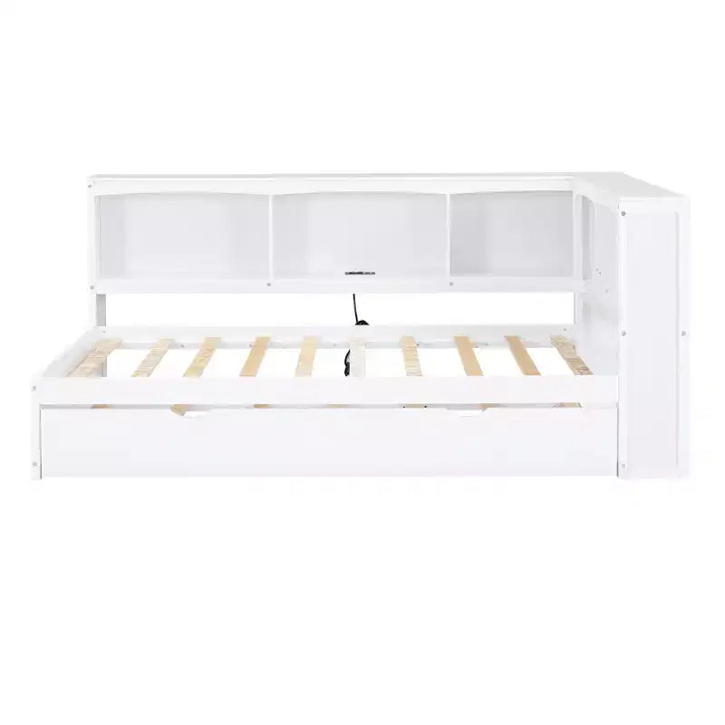 Twin Size Daybed with Trundle/2 Drawers, Storage Cabinets and USB Ports 4B