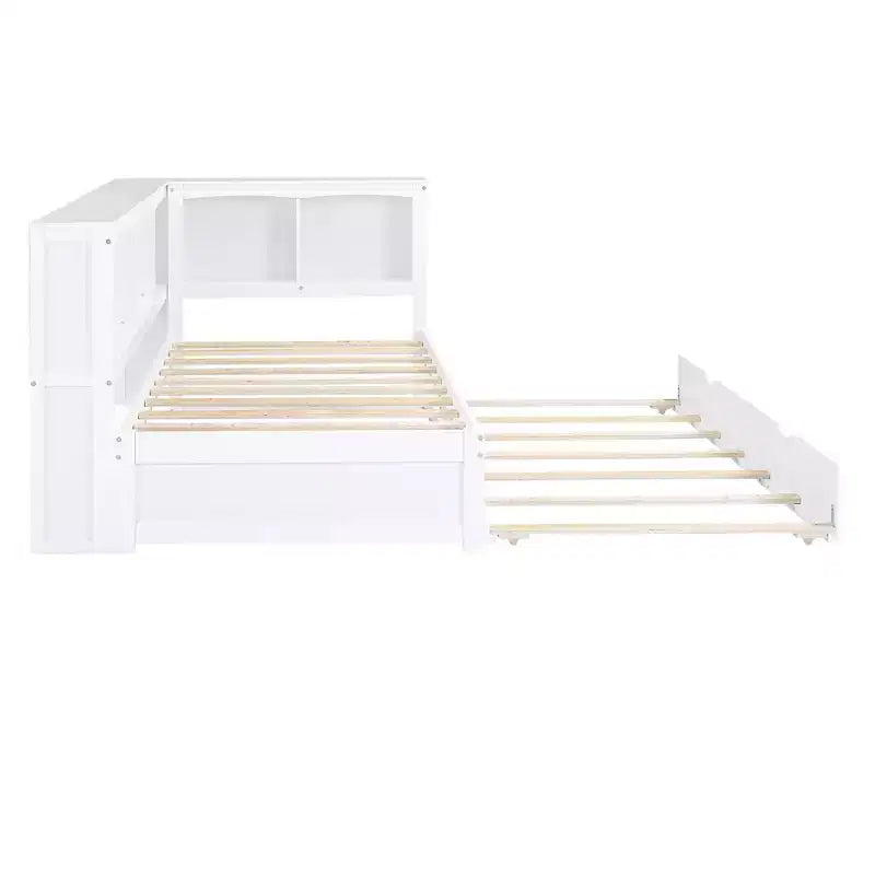 Twin Size Daybed with Trundle/2 Drawers, Storage Cabinets and USB Ports 4B